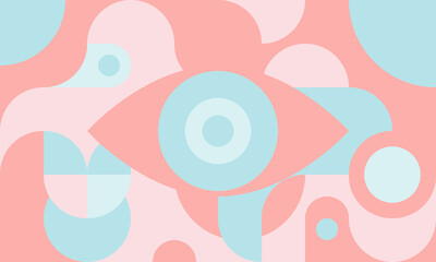 Funky background in bauhaus style with eye