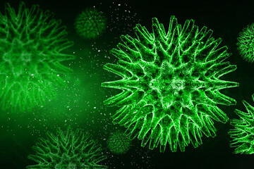 3d rendering Virus bacteria cells background