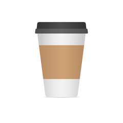 Paper coffee cup. Vector illustration isolated on white background.