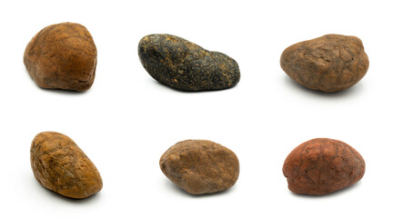  Set of stones isolated on the white background, group stone isolated on the white background ,Big rock.