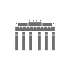 Brandenburg Gate, landmark of Berlin, German grey icon.