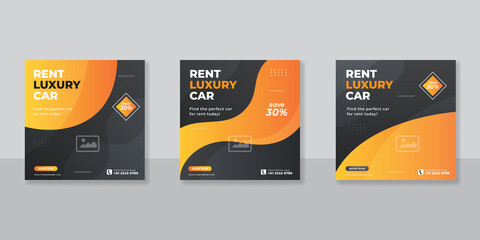 Rent a car banner for flyer and social media post template