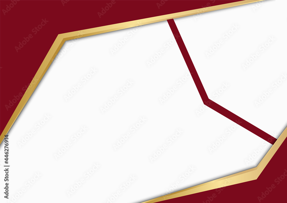 Leinwandbilder Simple minimal red white gold abstract presentation background. Elegant navy blue background with red overlap layer. Modern gold red abstract wave curved background for presentation design