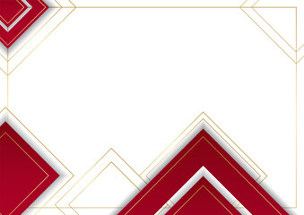 Modern simple minimal red white gold abstract background. Modern stylish red background with paper effect. Red white business background with white space for text