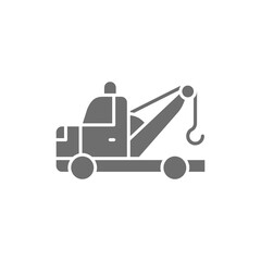 Tow truck grey icon. Isolated on white background