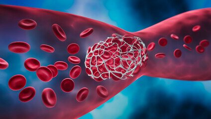Blood clot blocking a blood vessel - obrazy, fototapety, plakaty