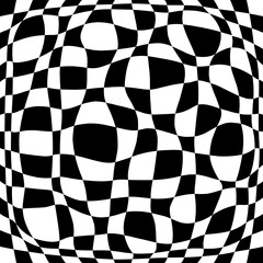 Optical illusion checker board. Vector and curved board.