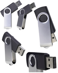 USB flash drive with a metal handle. Computer data storage device.
