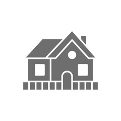 Vector vacation home, country house grey icon.