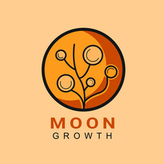 Moon logo design vector with floral art