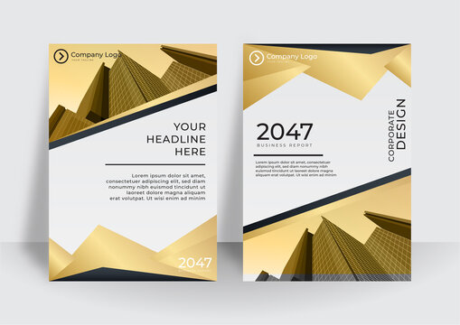 Modern gold black cover design set. Luxury creative line pattern in premium colors: black, gold and white. Formal vector for notebook cover, business poster, brochure template, magazine layout