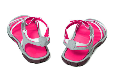 Female summer sandals on white background