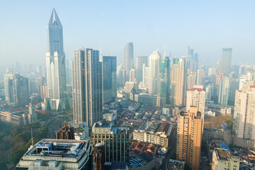 Obraz premium 中国 上海 高層ビルからの街の眺め