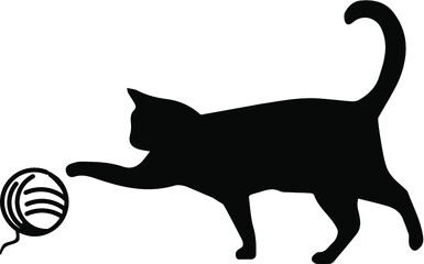 Cat playing with a ball of thread, vector