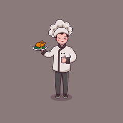 Man chef cooking cartoon illustration. chef vector 