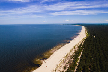 Fototapeta na wymiar Areal view on forest, beach and Baltic sea - Sobieszewo Island