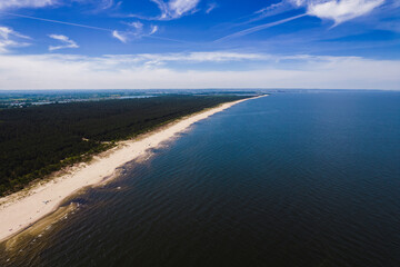 Areal view on forest, beach and Baltic sea - Sobieszewo Island