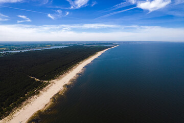 Areal view on forest, beach and Baltic sea - Sobieszewo Island