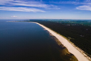 Areal view on forest, beach and Baltic sea - Sobieszewo Island