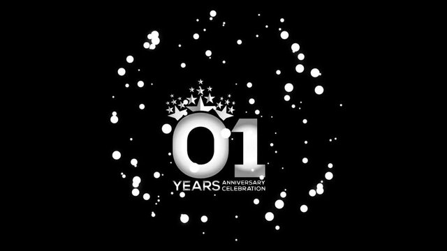 1  Years Anniversary Celebration wedding or Company Party invitation Fireworks Mixer Silver Color Logo Videos