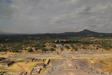 View of Teotihuacan from the pyramid of the sun, Mexico