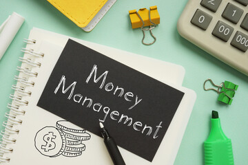 Money management is shown on the business photo using the text