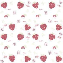 Pattern with illustration of strawberry and decor