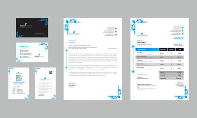 Modern blue professional business stationery set