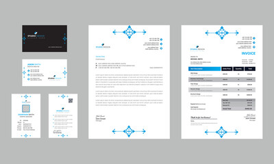 Modern blue professional business stationery set