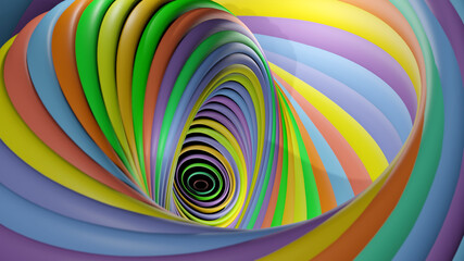 Colorful swirling stripe around center (3D Rendering)