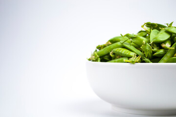 fresh green peas vegetable in white background