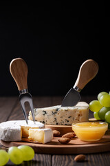 Different types of cheese on platter