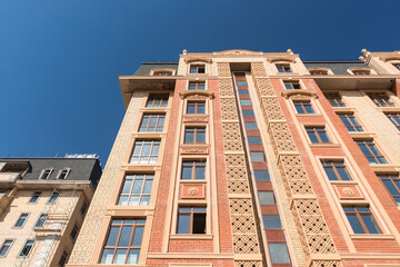 Fototapeta premium Modern apartment complex design. Building under construction