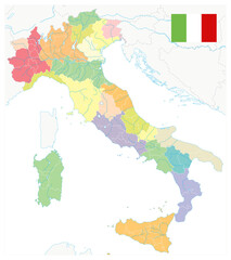 Obraz premium Italy Administrative Divisions Map On White - No text