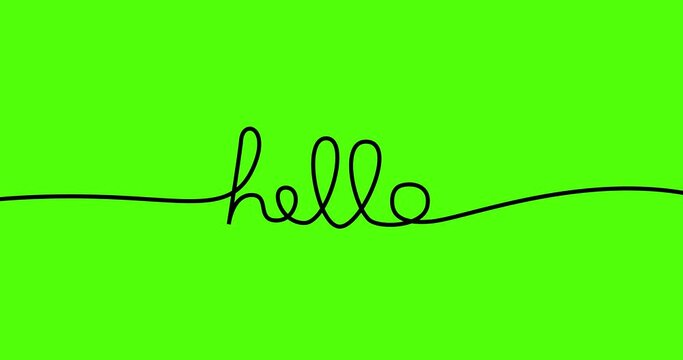 Hello. Bubble speech with a greeting on a yellow background. 4K animation. Alfa chanel