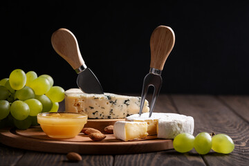 Different types of cheese on platter