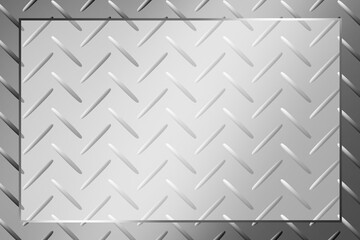 縞鋼板の背景　長方形　シルバー枠