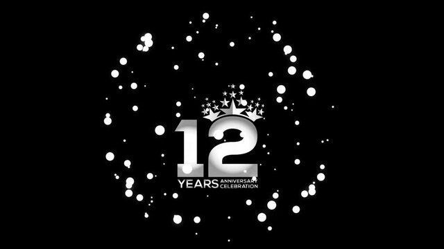 12  Years Anniversary Celebration wedding or Company Party invitation Fireworks Mixer Silver Color Logo Videos