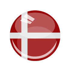 Obraz premium Danish country flag vector round and glossy