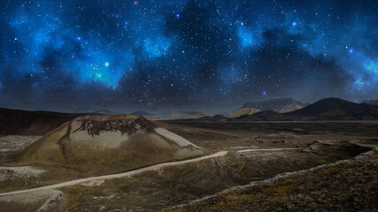 Fototapeta na wymiar Landscape view of Landmannalaugar colorful mountains and glacier, Iceland