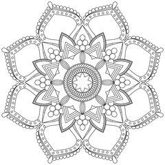 Leaf Flower Petal Coloring Mandala Art Simple Graphic Shape Vector Floral Oriental Outline Vintage Decorative Elements Pattern Illustration Islam Arabic Indian Turkish Mystic Religion Morals Lotus