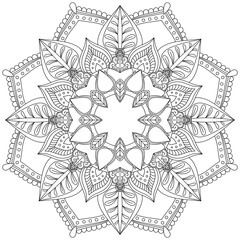 Leaf Flower Petal Coloring Mandala Art Simple Graphic Shape Vector Floral Oriental Outline Vintage Decorative Elements Pattern Illustration Islam Arabic Indian Turkish Mystic Religion Morals Lotus