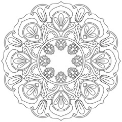 Leaf Flower Petal Coloring Mandala Art Simple Graphic Shape Vector Floral Oriental Outline Vintage Decorative Elements Pattern Illustration Islam Arabic Indian Turkish Mystic Religion Morals Lotus