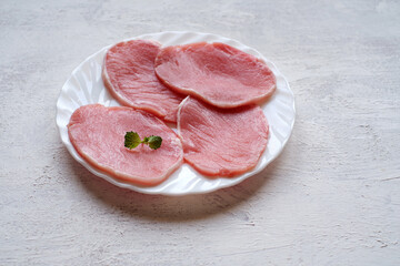 Raw pork loin steaks
