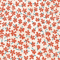 Hand-drawn flowers childish seamless pattern - white and blue summer floral for fabric, wrapping, textile, wallpaper, background.