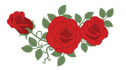 rose flower bouquet red isolated illustration on white background
