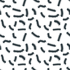 A lot of caterpillar larvae, insect icons on white, seamless pattern