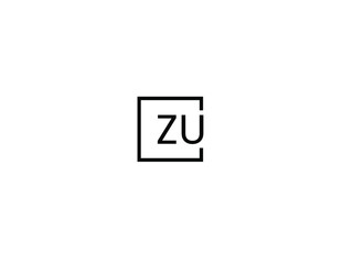 ZU Letter Initial Logo Design Vector Illustration