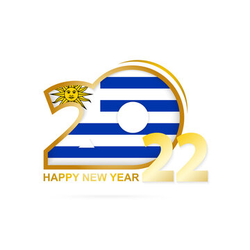 Year 2022 with Uruguay Flag pattern. Happy New Year Design.