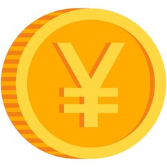 Chinese yuan coin icon, japanese yen vector isolated symbol